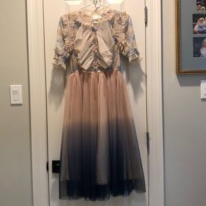Chicwish Sz: S/M, Floral Beige and Blue Dress